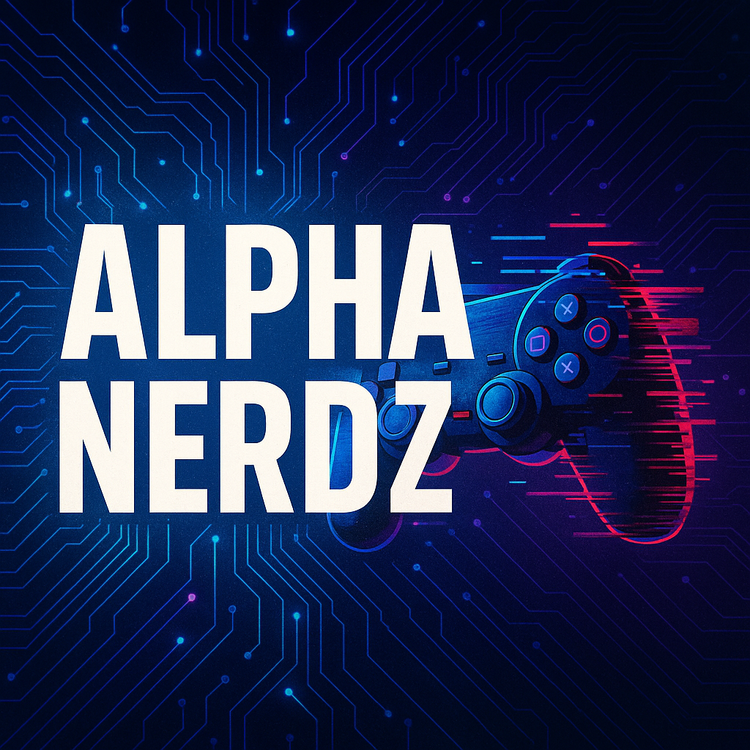 Alpha Nerdz glitch-style streetwear banner with bold white text reading “Welcome to Alpha Nerdz – Where Smart Ain’t Soft” over a black digital background with retro glitch effects.