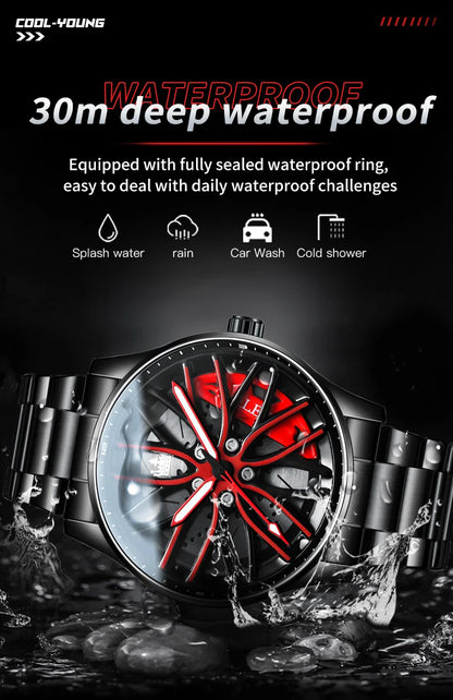 Motiv8 Style High-end Luxury Mens Watch Spinning Wheel Hub