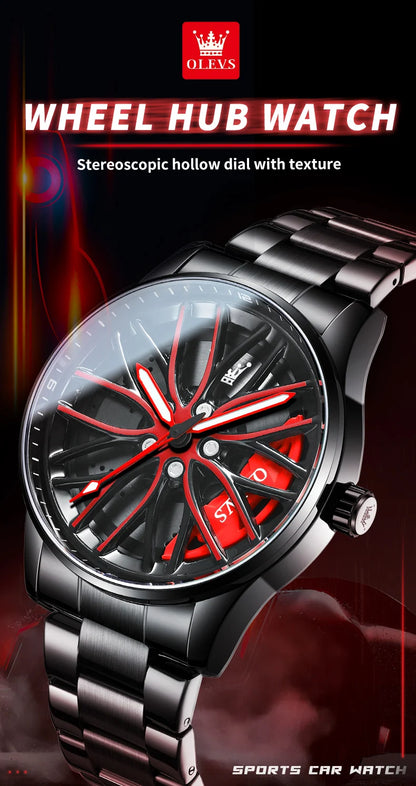 Motiv8 Style High-end Luxury Mens Watch Spinning Wheel Hub