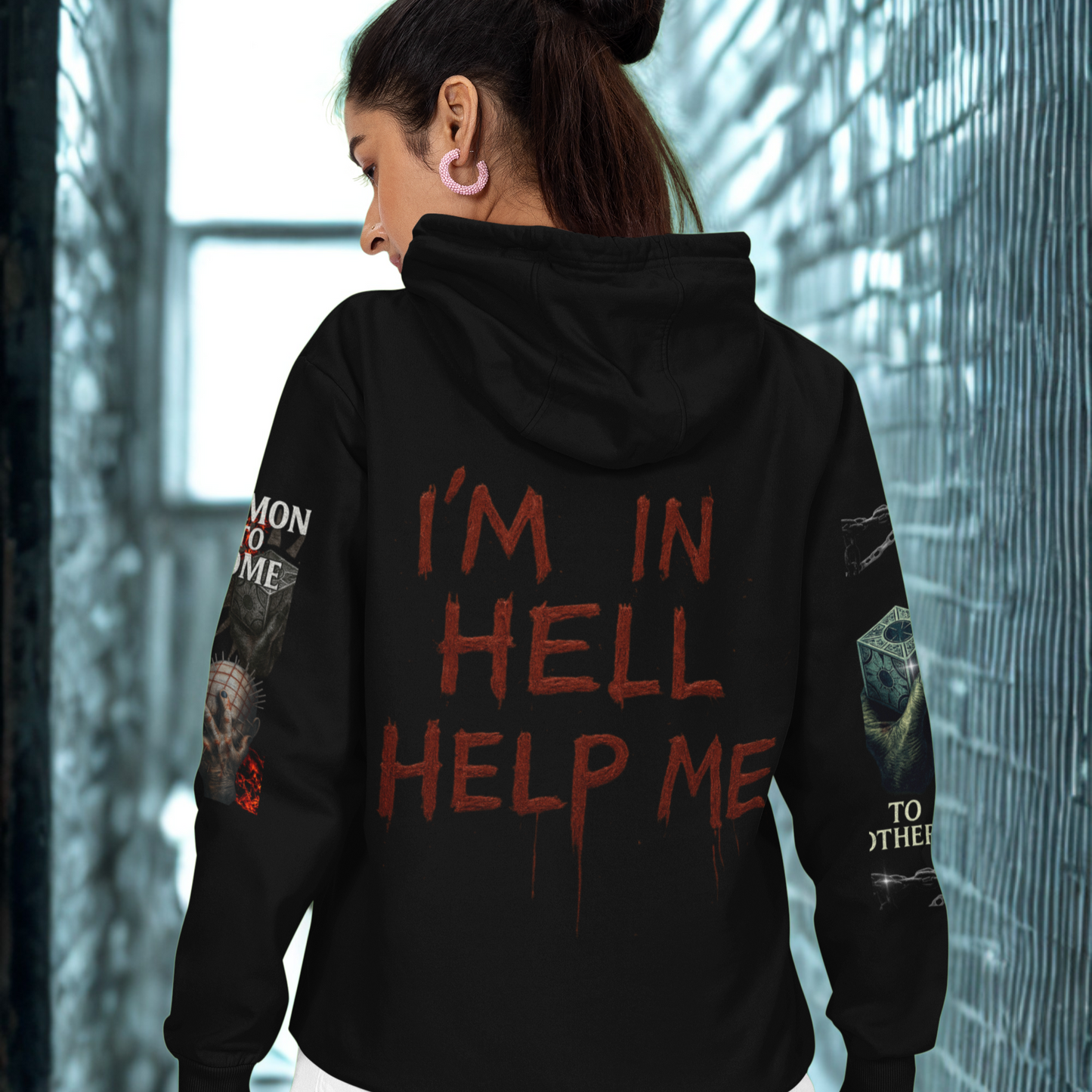 Pinhead Horror Hoodie – Hellraiser Horror Movie Graphic Pullover Sweatshirt