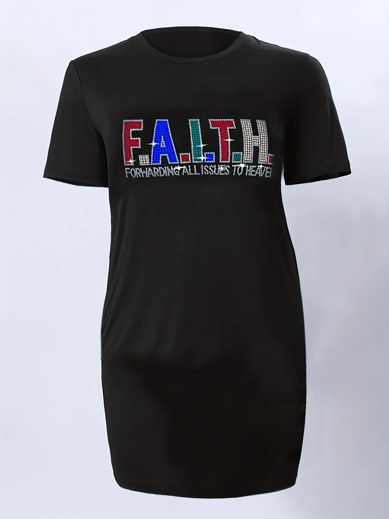 F.A.I.T.H. - Forward All Issues to Heaven" Plus Size Tee Dress – Graceful and Inspiring