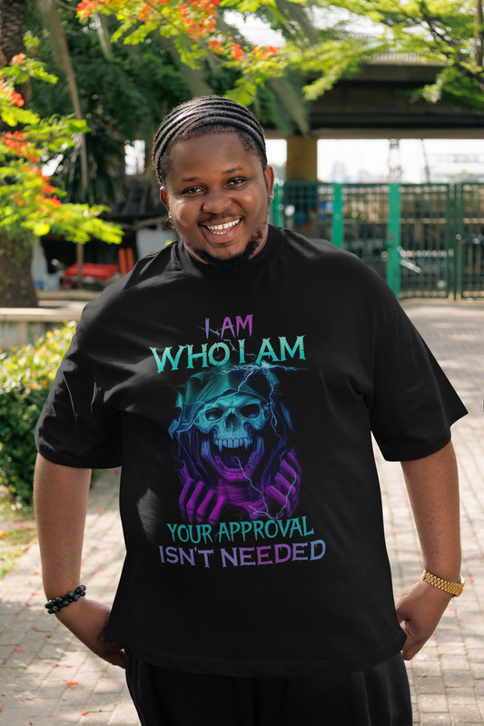 I Am Who I Am T-Shirt – No Approval Needed Skull Graphic Tee